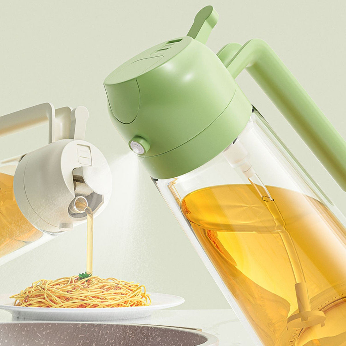 Bouteille à huile 2-en-1 avec verseur et pulvérisateur – 450 ml