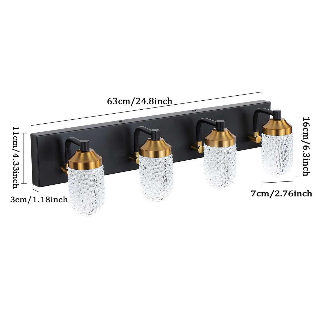 Applique de salle de bain à 4 LED – Éclairage pour miroir et meuble vasque
