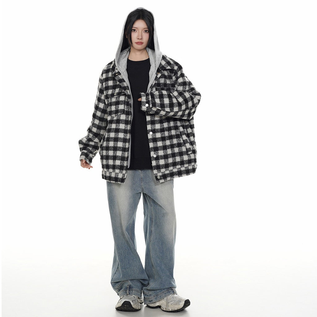Cotton Coat Winter Outerwear for Men and Women Casual Plaid Cotton Jacket