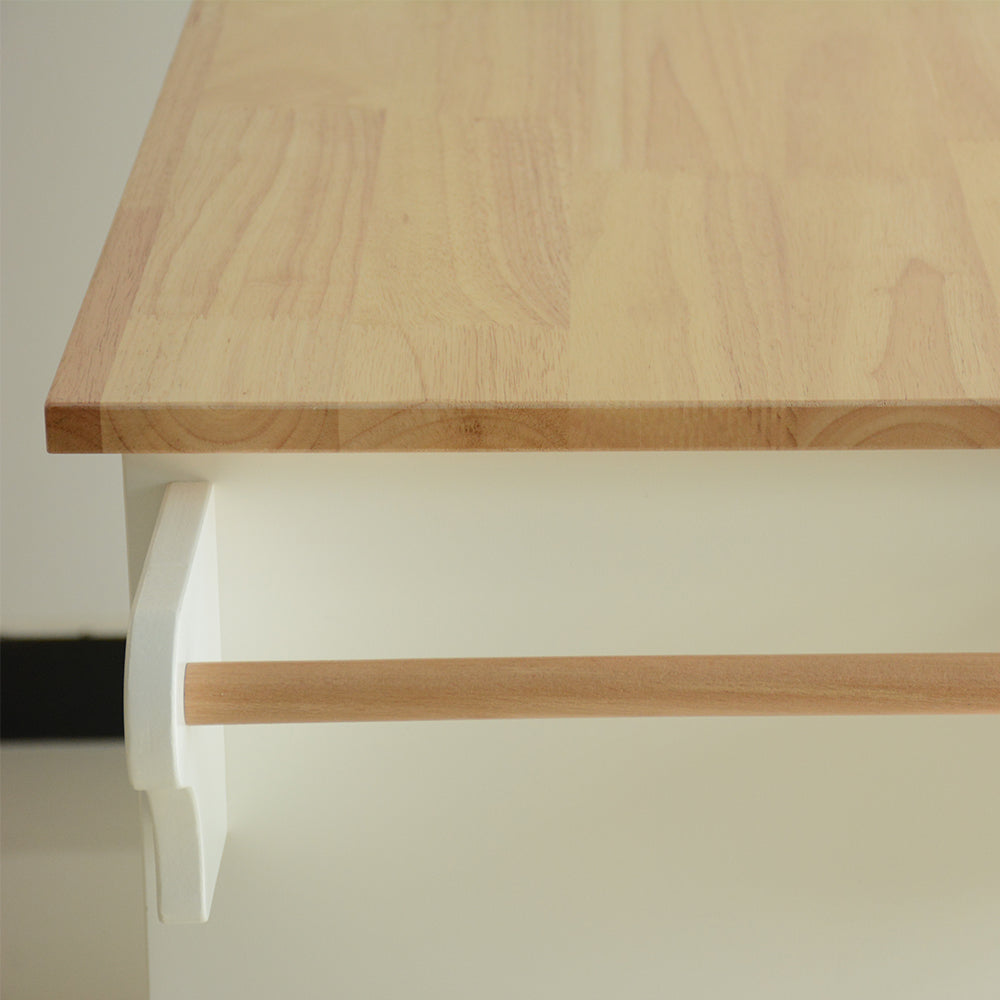 Îlot de cuisine mobile avec rangement – Plateau bois et roulettes