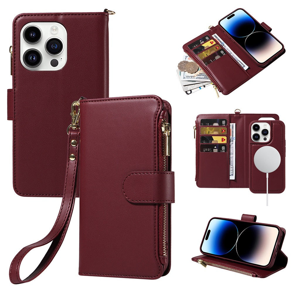 Coque portefeuille iPhone en similicuir – Cartes et recharge sans fil