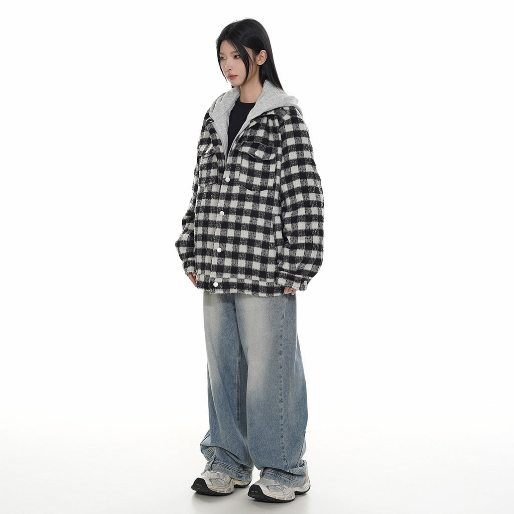 Cotton Coat Winter Outerwear for Men and Women Casual Plaid Cotton Jacket