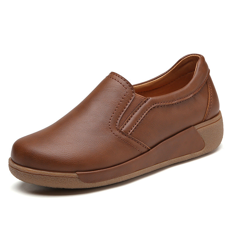 Loafer Shoes for Women with Thick Sole Soft Sole Versatile Single Shoes Round Toe Slip-On Casual Comfortable Anti-Slip Mother Shoes