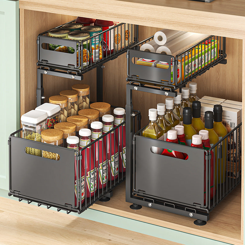 Organisateur coulissant 2 niveaux pour placard – Réglable et gain de place