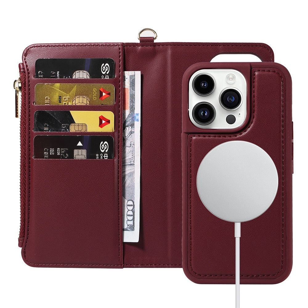 Coque portefeuille iPhone en similicuir – Cartes et recharge sans fil