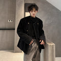Chic Wool Blazer Men Double Breasted Casual Loose Jacket