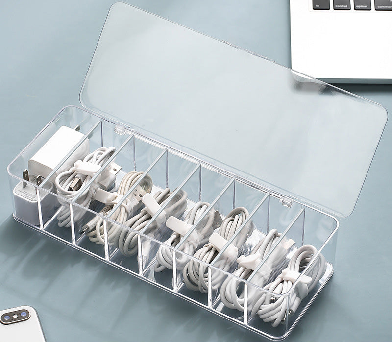 Desktop Data Charging Cable Earphone Storage Box Transparent Multi-Function Drawer Sorting Compartment Storage Box Dust-Proof Storage
