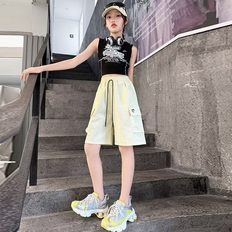Shorts for Girls Summer Lightweight Mid-Length Pants for Kids and Teens Boys' Stylish Trousers