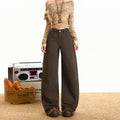 Brown Knife-Edge Jeans Women Vintage Pants