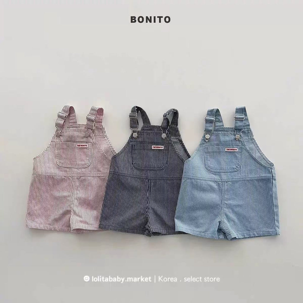 Salopette short garçon rayée – Coton