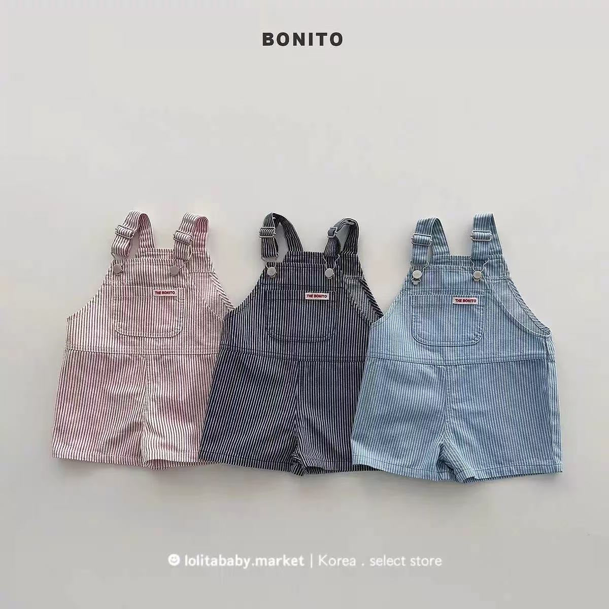 Salopette short garçon rayée – Coton