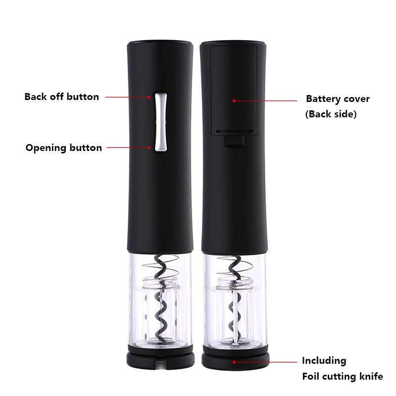 Tire-bouchon électrique automatique avec coupe-capsule – Noir et rouge