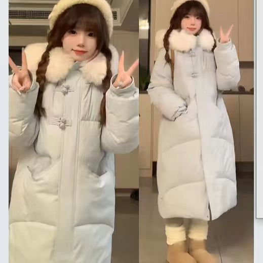 Doudoune longue femme à capuche et fausse fourrure – Hiver