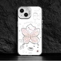 Coque iPhone transparente à motifs papillon et chat