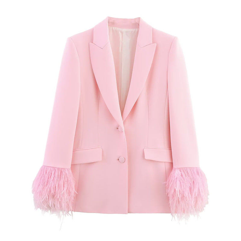 Elegant  Style Blazer Jacket with Wide-Leg Pants Versatile Suit Set