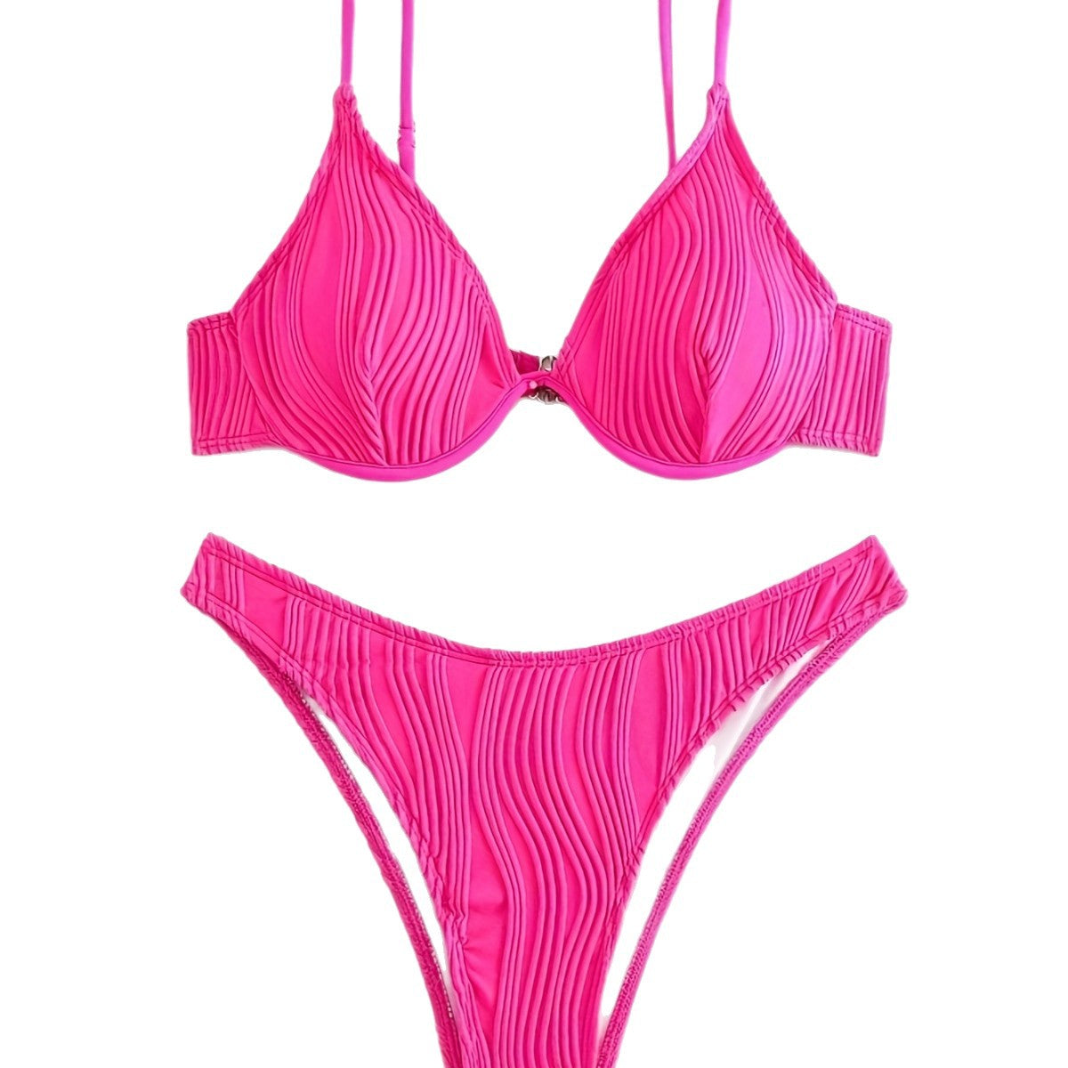 Deep V-steel support gathers split swimsuits
