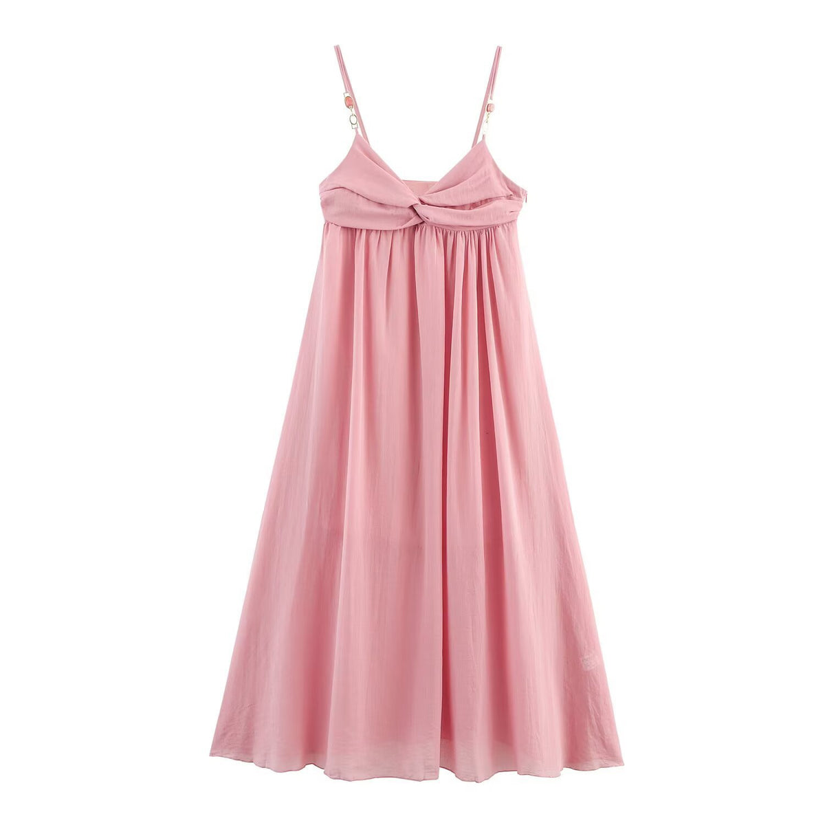 Robe longue femme sans manches à col V – Unie