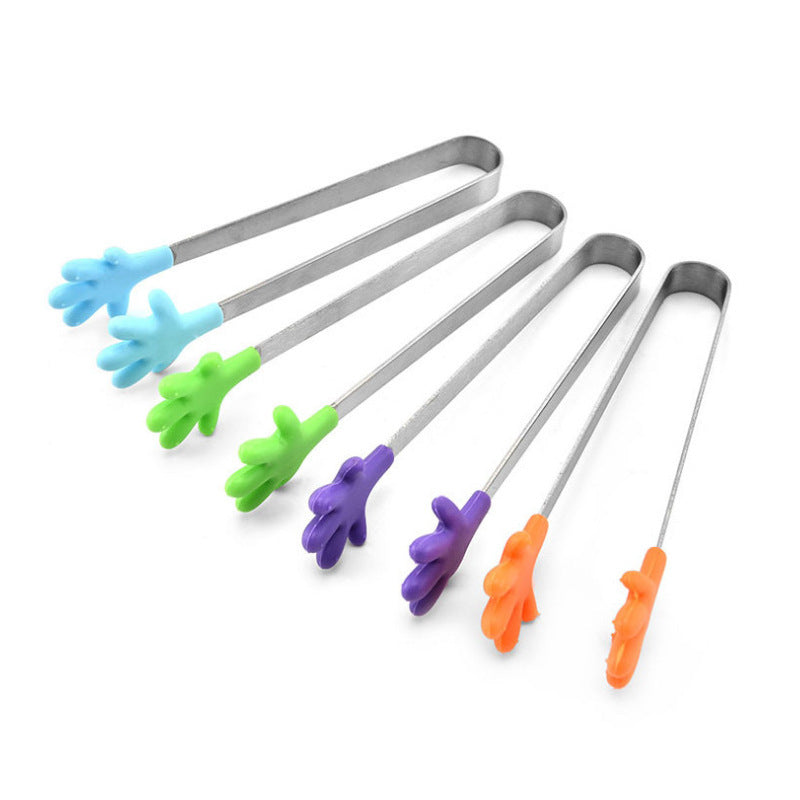 Mini pince alimentaire en acier inoxydable et silicone