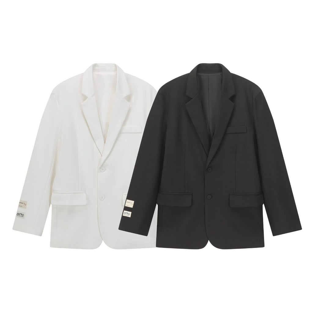 Patchwork Design Long Sleeve Button Closure Notched Collar Loose Fit Blazer for Men and Women