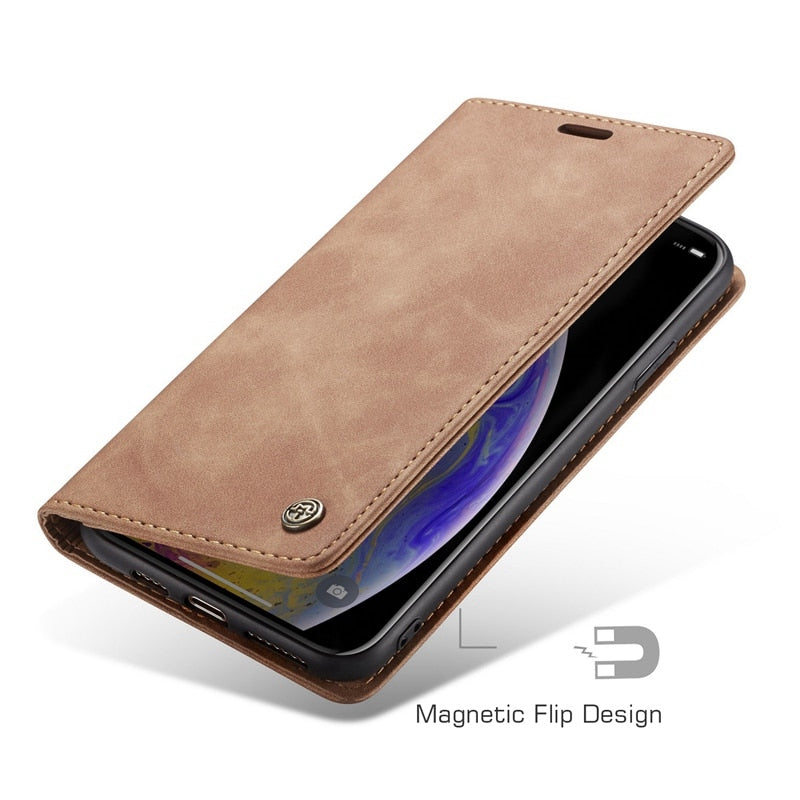 Luxury Leather Wallet Flip Case for iPhone X XR XS Max Case Phone Cover Funda for iPhone 7 6s 6 8 Plus 5 5S SE Case Coque Capa