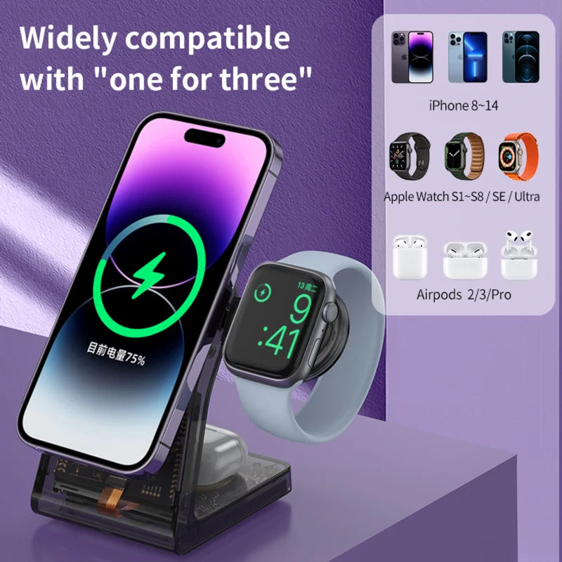Chargeur sans fil 3-en-1 magnétique – iPhone, Apple Watch et AirPods