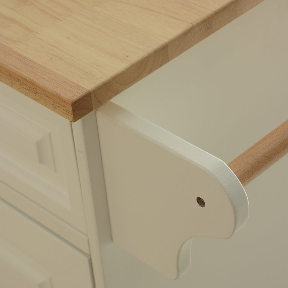 Îlot de cuisine mobile avec rangement – Plateau bois et roulettes