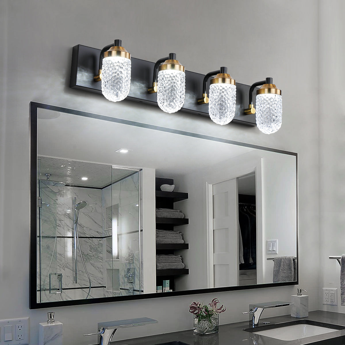 Applique de salle de bain à 4 LED – Éclairage pour miroir et meuble vasque