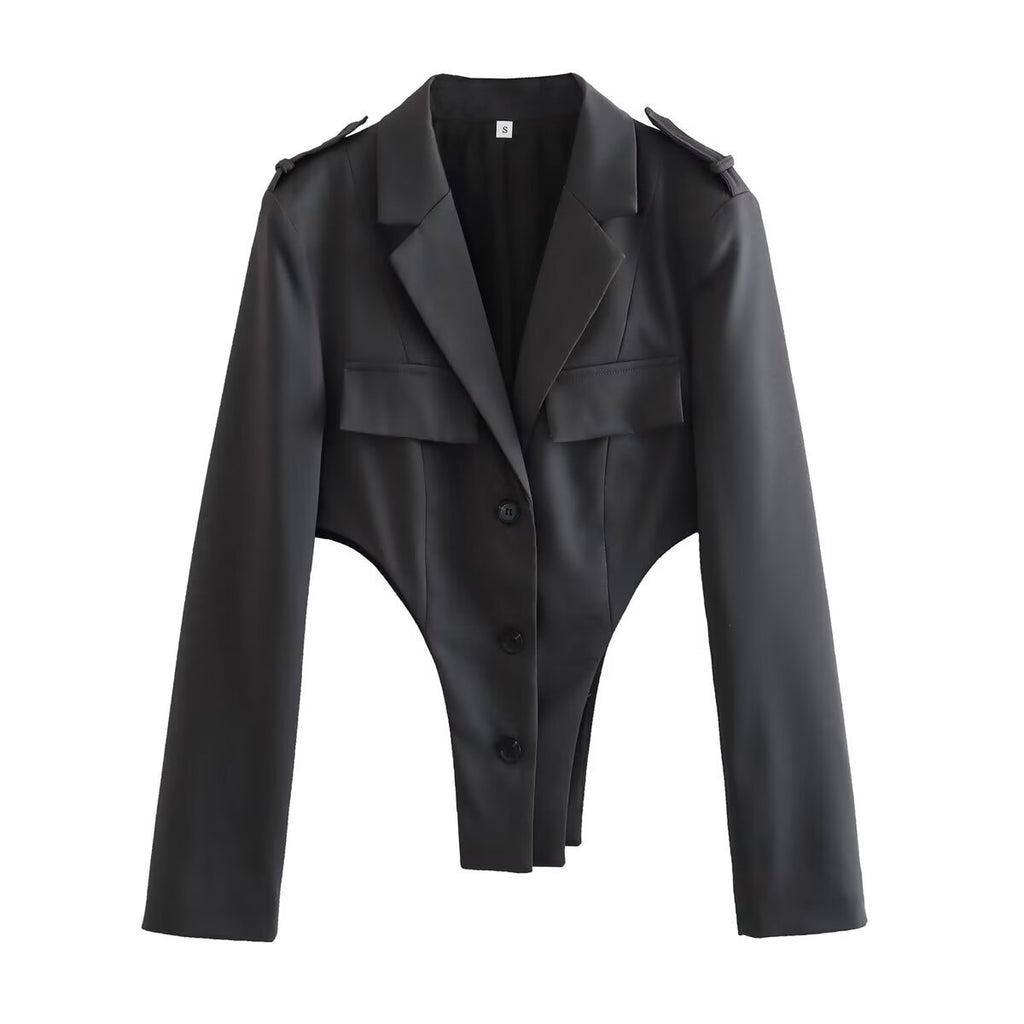 Chic Hollow Out Suit Blazer and Trousers Set for Women