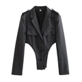Chic Hollow Out Suit Blazer and Trousers Set for Women