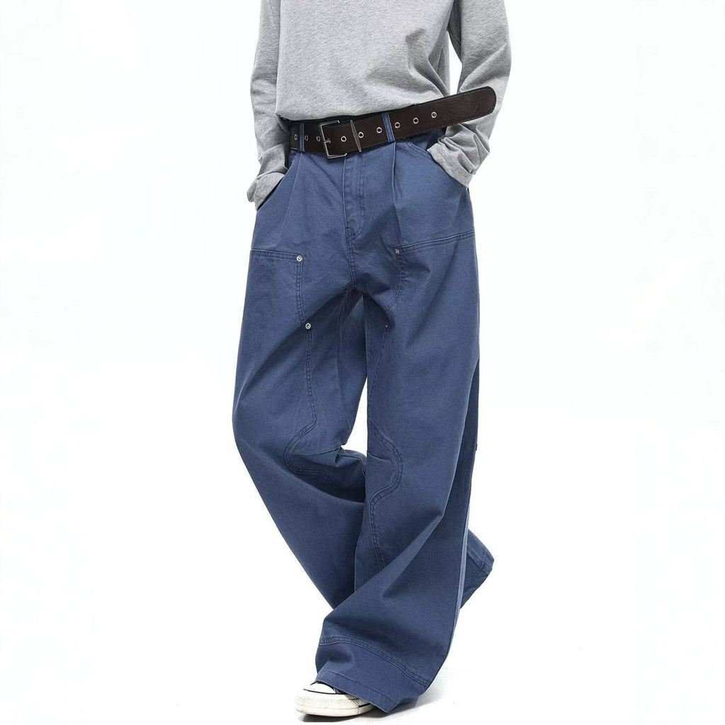 Workwear Denim Pants for Men and Women, Loose Straight Leg Casual Jeans