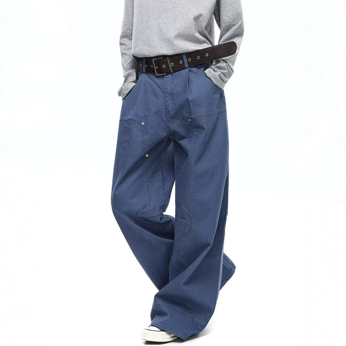 Workwear Denim Pants for Men and Women, Loose Straight Leg Casual Jeans