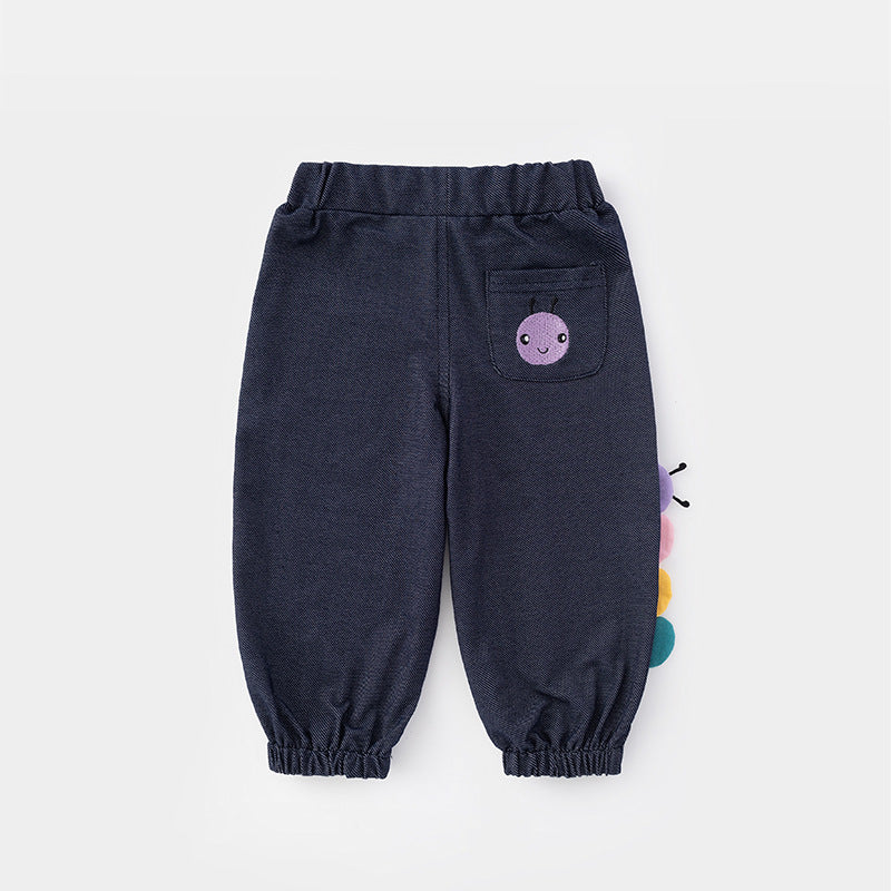 Cute Kids' Lightweight Insect Lantern-Style Nine-Front Pants for Boys and Girls Comfortable Fit