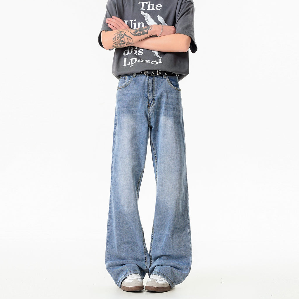 Cleanfit Washed Blue Jeans Men Lightweight Clean Style Casual Pants