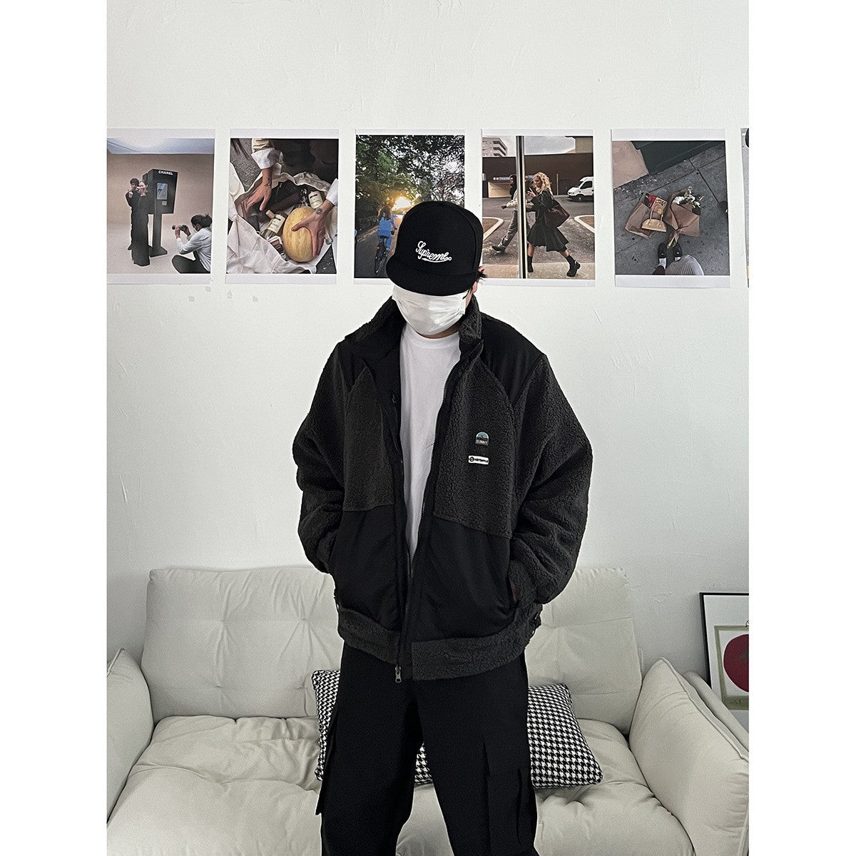 Reversible Cotton Jacket Men Loose Lamb Wool Winter Coat