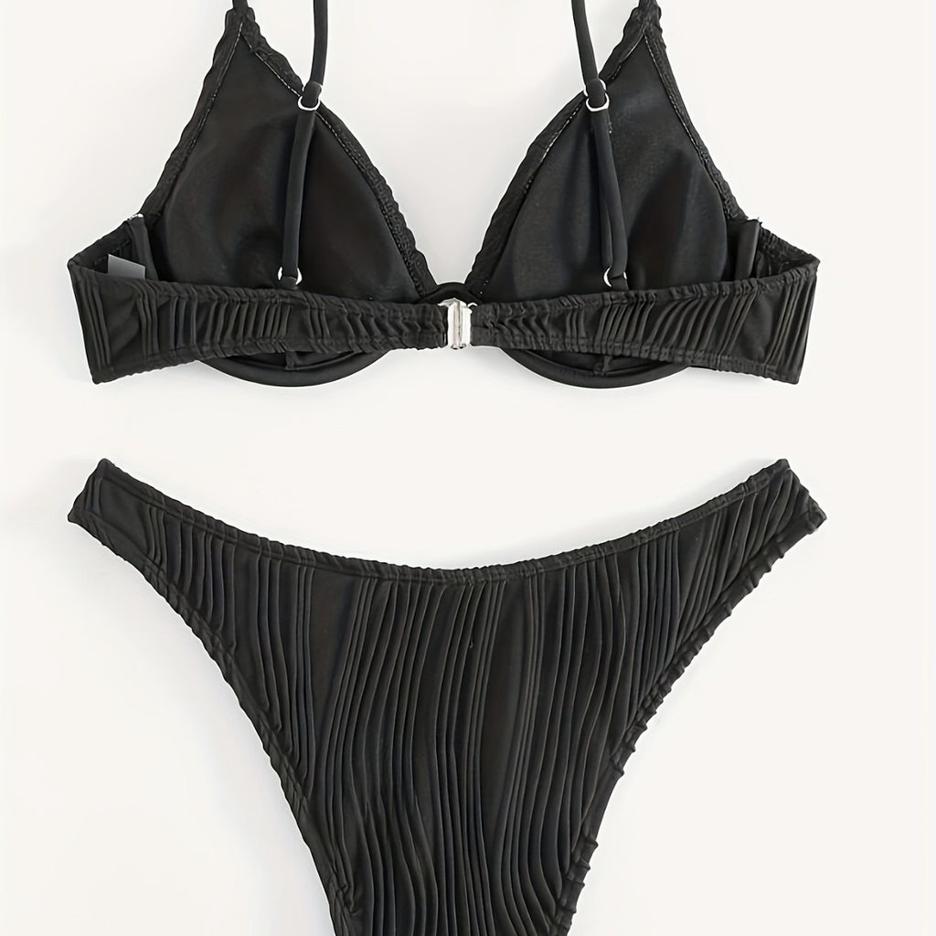 Deep V-steel support gathers split swimsuits