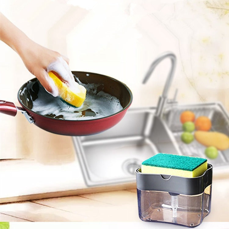 Distributeur de liquide vaisselle avec porte-éponge – Pompe intégrée
