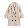 Style Blazer Top and Wide-Leg Pants Casual Suit Set