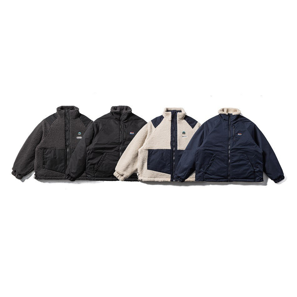 Reversible Cotton Jacket Men Loose Lamb Wool Winter Coat