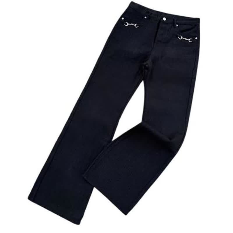 Retro Black Flared Jeans for Men Casual Pants