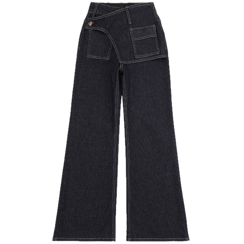 Deep Blue Wide-Leg Jeans Women Pants