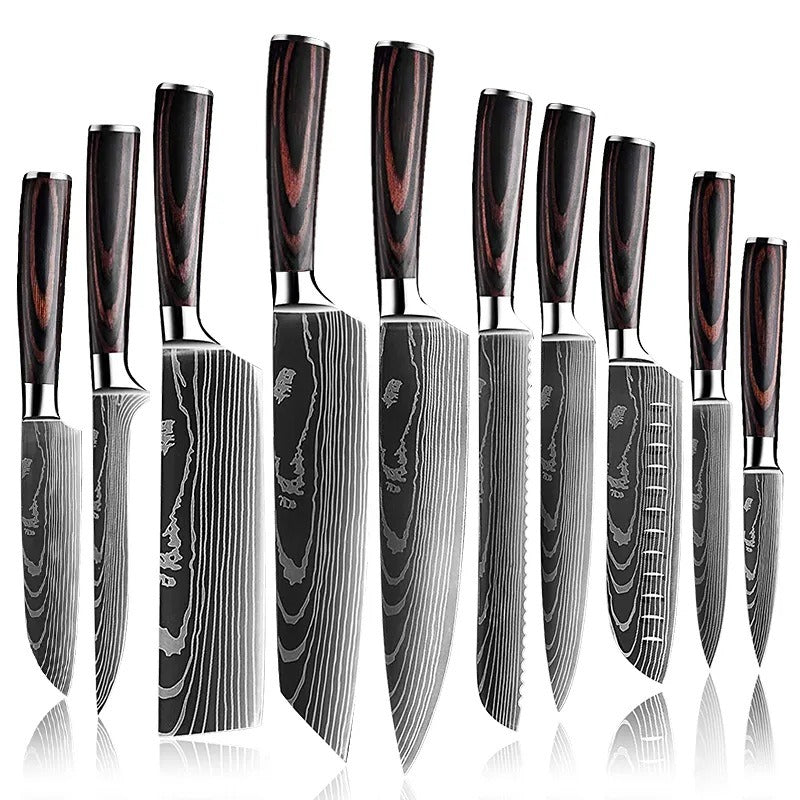 Couteau de chef polyvalent à motif laser