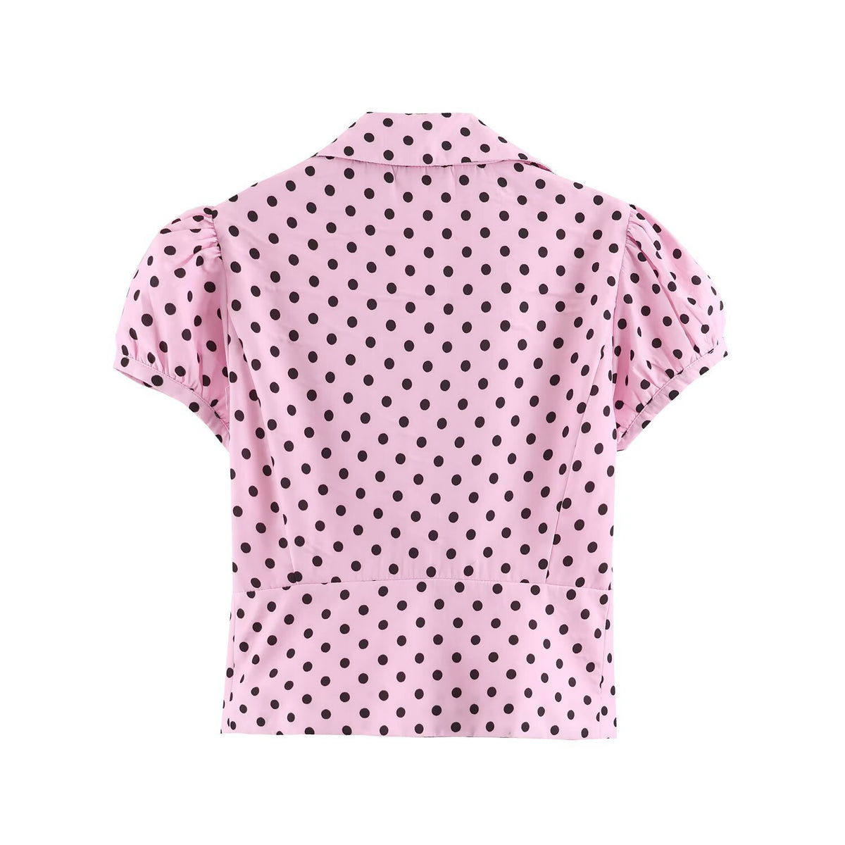 Chemisier femme rose à pois – Manches 3/4 et col revers
