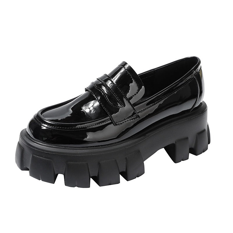 British style punk platform shoes slip-on loafers fashion small leather shoes women