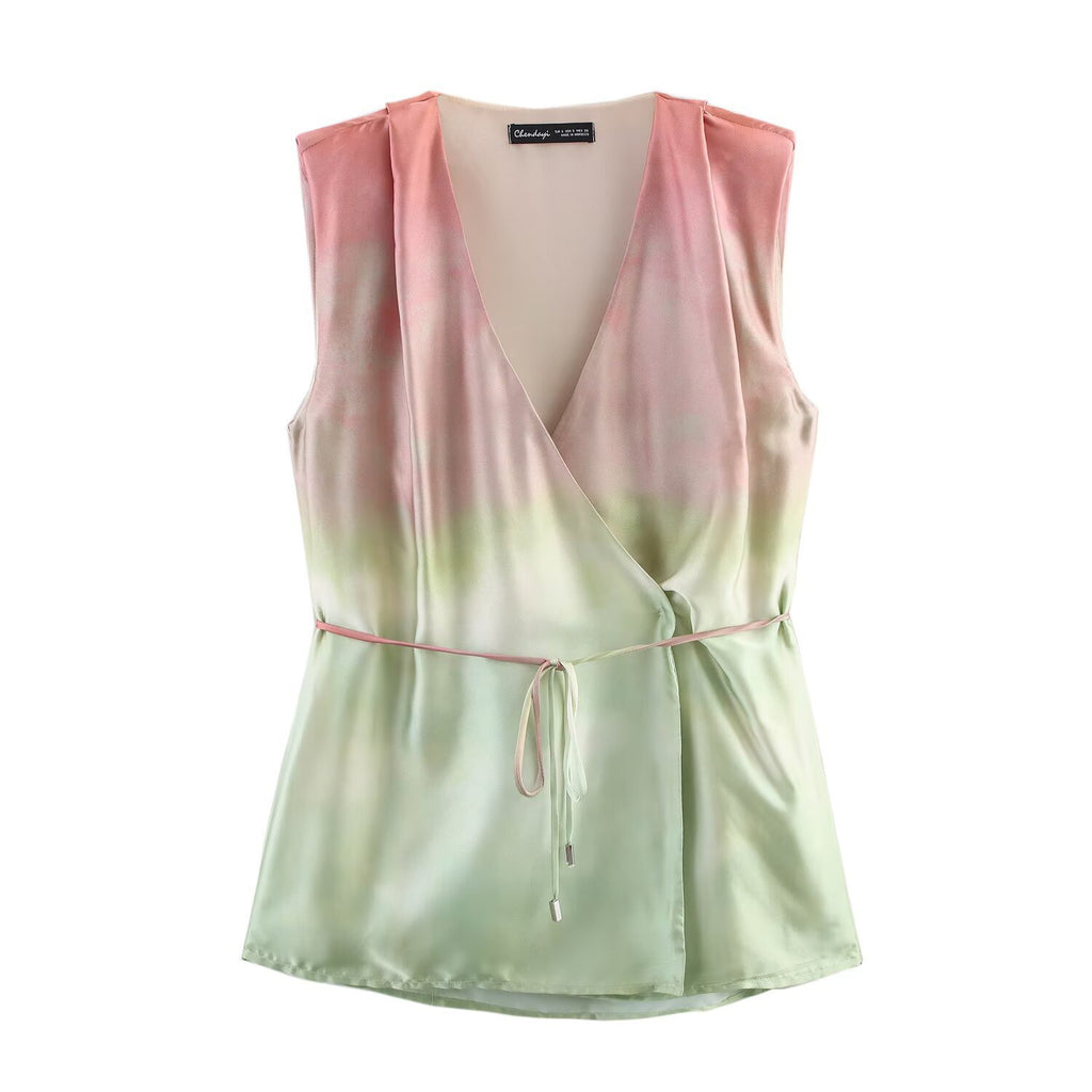 Women's Watercolor Pattern Blazer + Straight Leg Pants Set