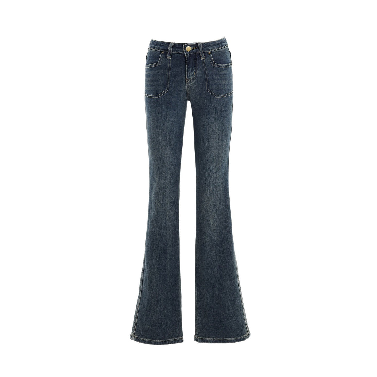 Blue Low-Waist Flared Jeans for Women Pants
