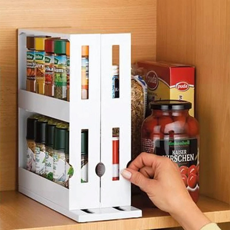 Organisateur à épices rotatif et coulissant – Rangement pour placard de cuisine