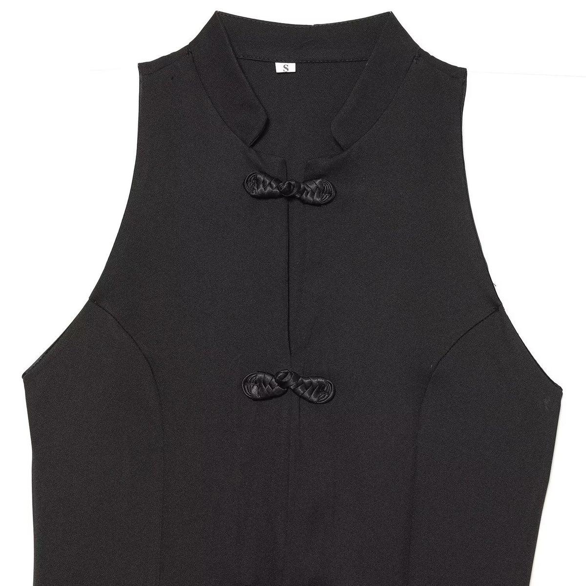 Gilet femme sans manches cintré à nouer – Noir