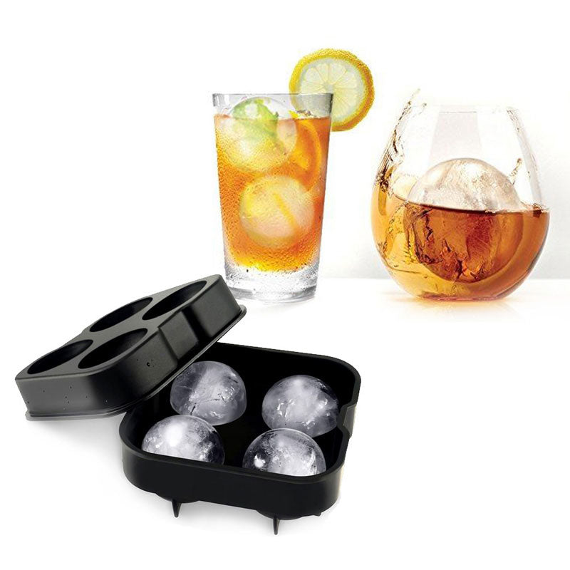 Moule à glaçons sphériques en silicone – 4 grosses boules pour cocktails