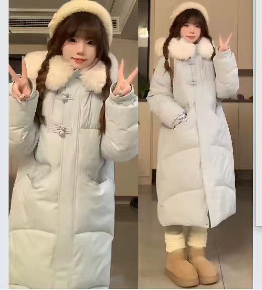 Doudoune longue femme à capuche et fausse fourrure – Hiver