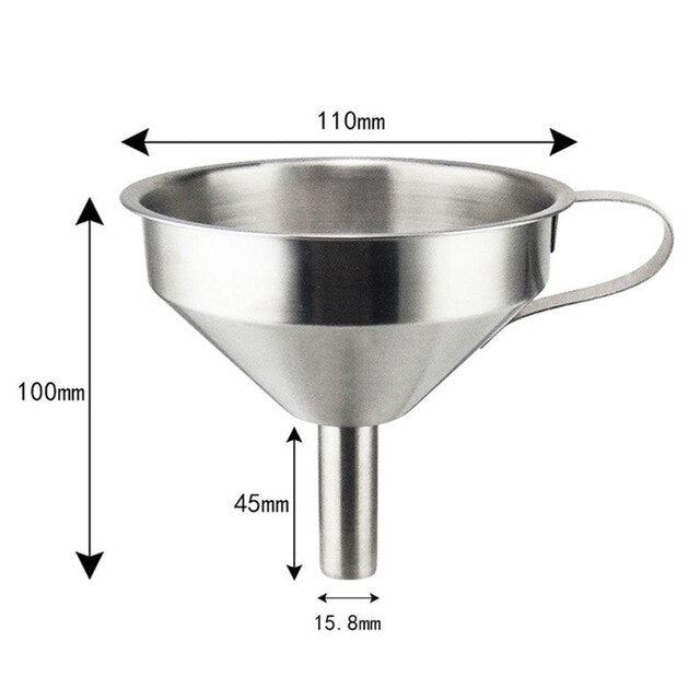 Entonnoir de cuisine en acier inoxydable 304 avec filtre amovible